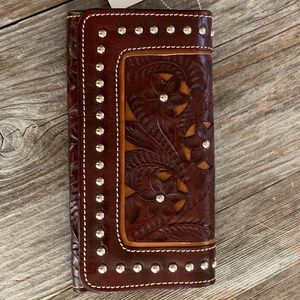 American West wallet leather tooled